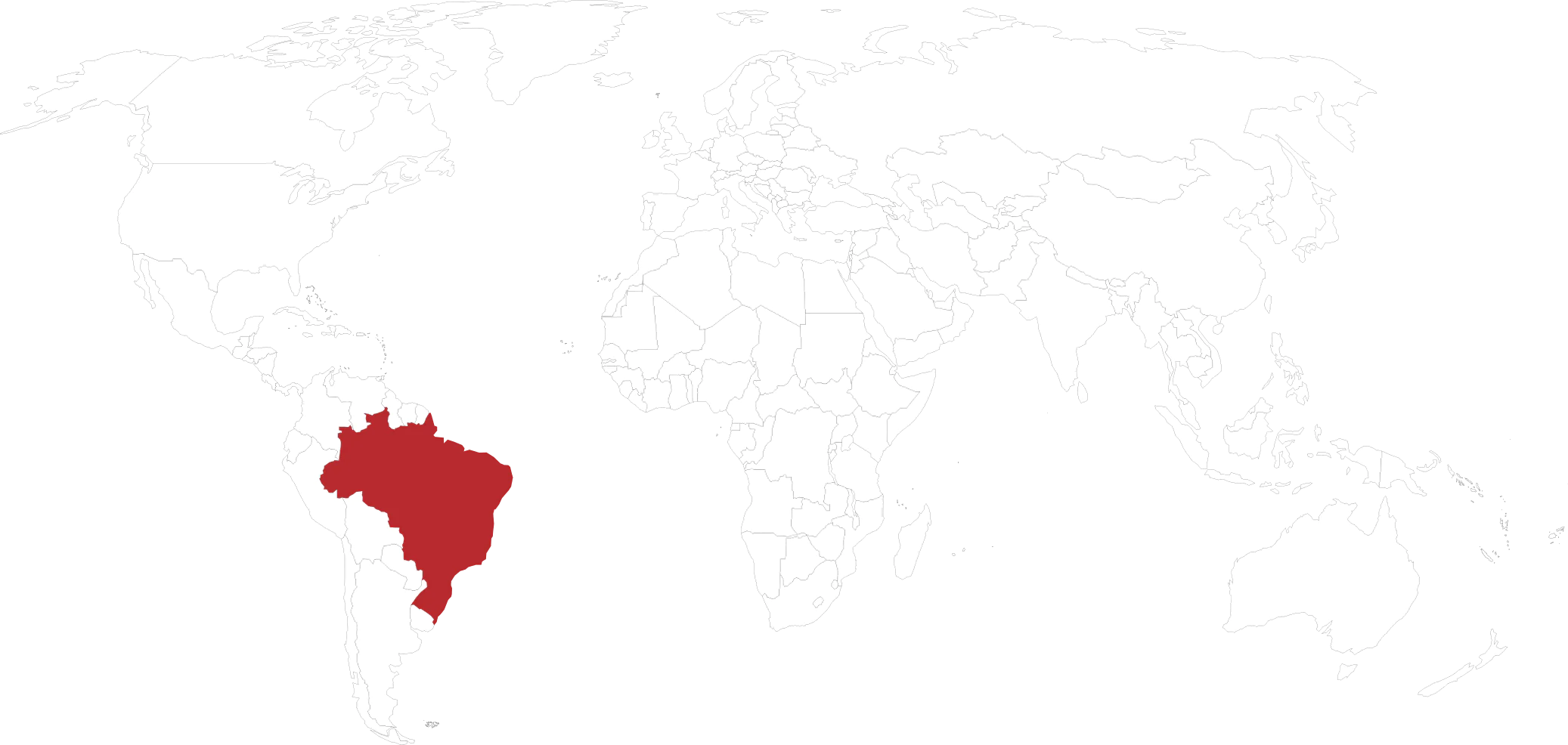Mapa mundi com Brasil em destaque