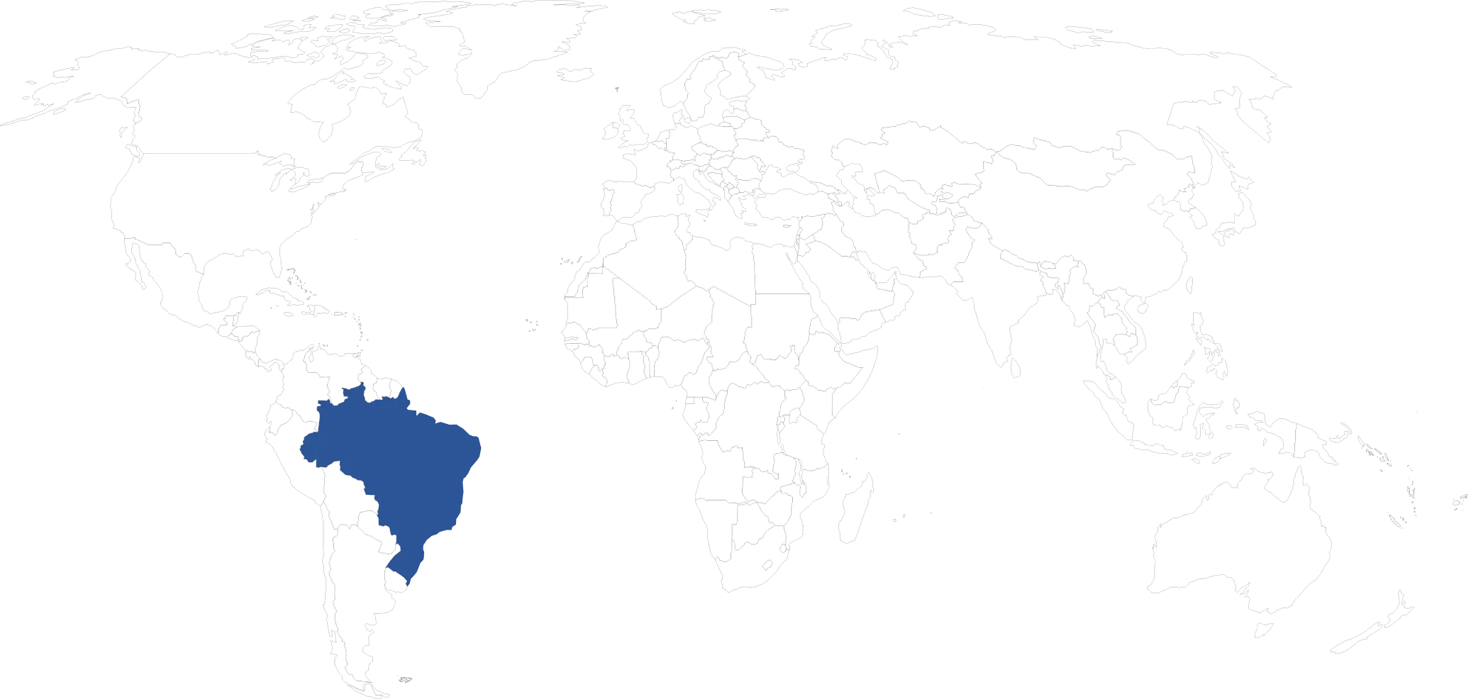 Mapa mundi com Brasil em destaque